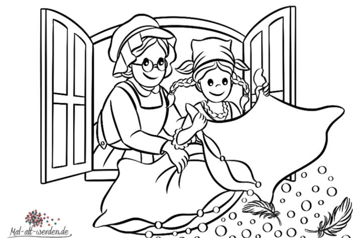 Frau Holle zum Ausmalen